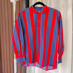 Men’s XS blue and red urban outfitters long sleeve button down! Unisex piece